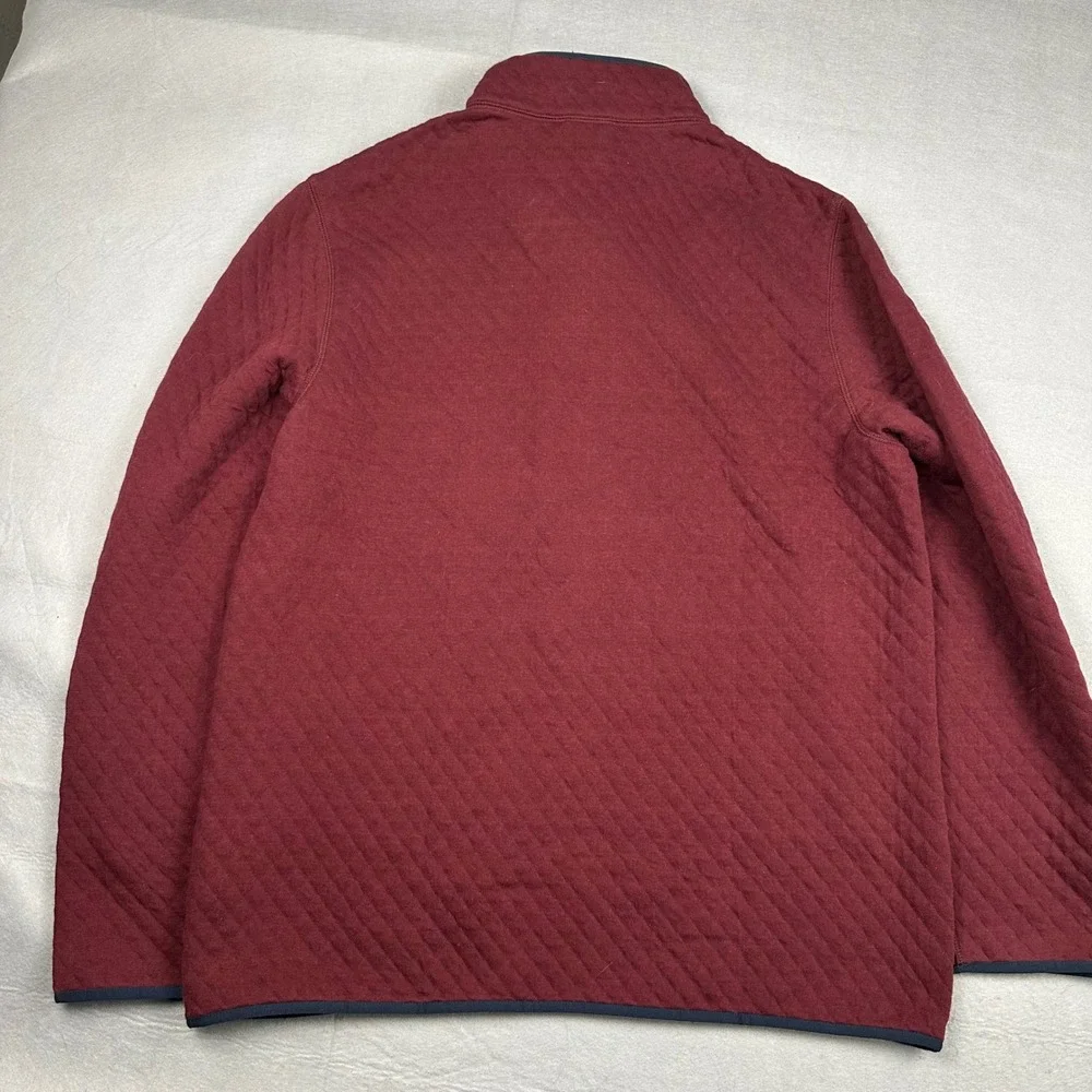 Brooks Brothers Mens Quilted Quarter Zip Pullover Burgundy Red Large NEW